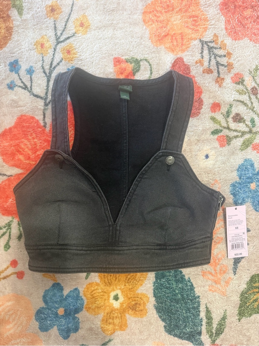 A New Day Black Cropped Denim Top - XS